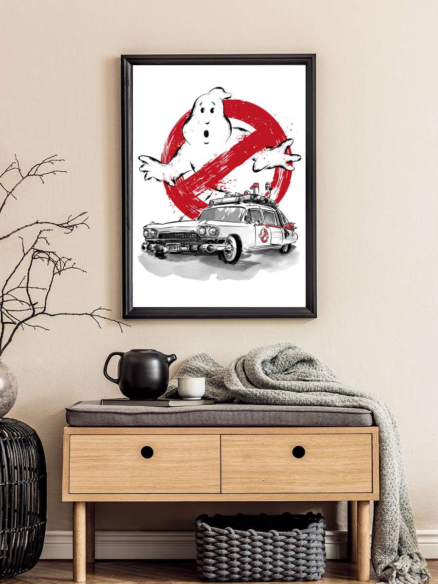 Ecto 1 sumi e Film Poster Tablo Siyah Çerçeveli Yüksek Kalite Film Duvar Tablo