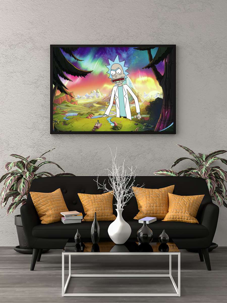 Rick & Morty - Giant Film Poster Tablo Siyah Çerçeveli Yüksek Kalite Film Duvar Tablo