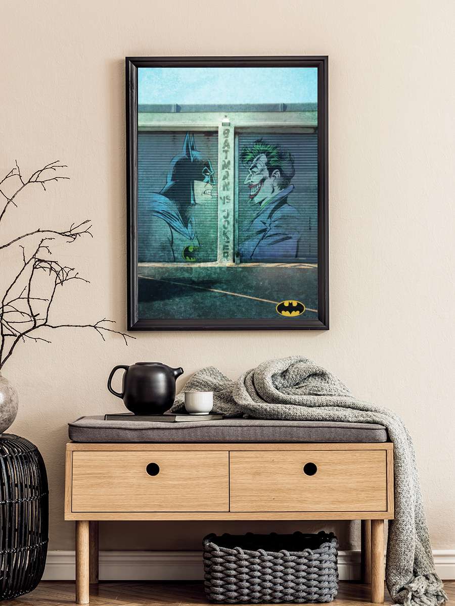 Batman vs. Joker - Grafitti Film Poster Tablo Siyah Çerçeveli Yüksek Kalite Film Duvar Tablo