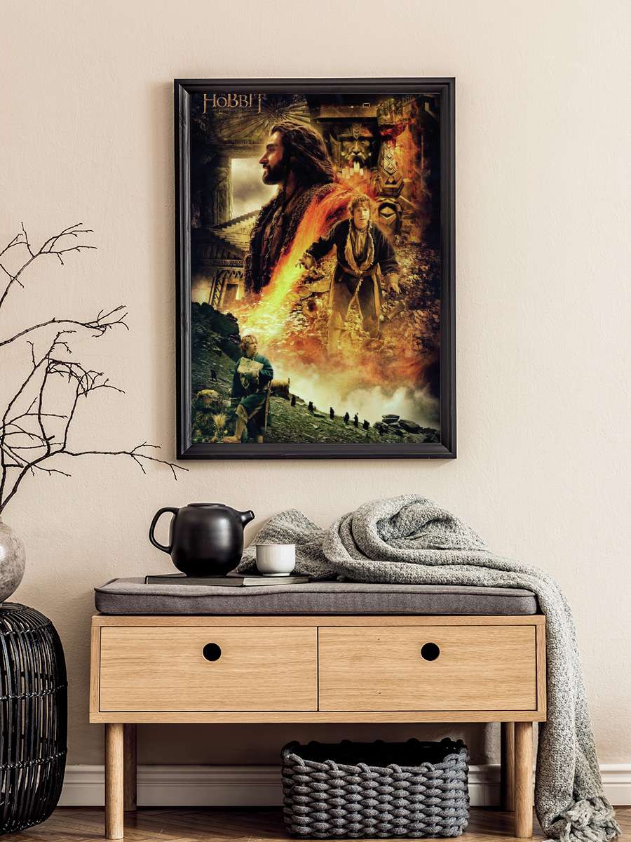 Hobbit - The Desolation of Smaug Film Poster Tablo Siyah Çerçeveli Yüksek Kalite Film Duvar Tablo