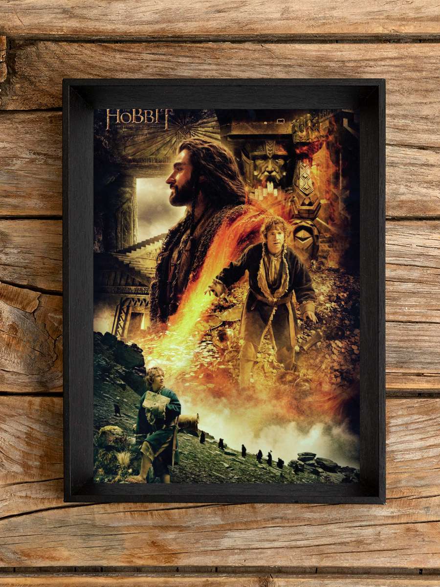 Hobbit - The Desolation of Smaug Film Poster Tablo Siyah Çerçeveli Yüksek Kalite Film Duvar Tablo