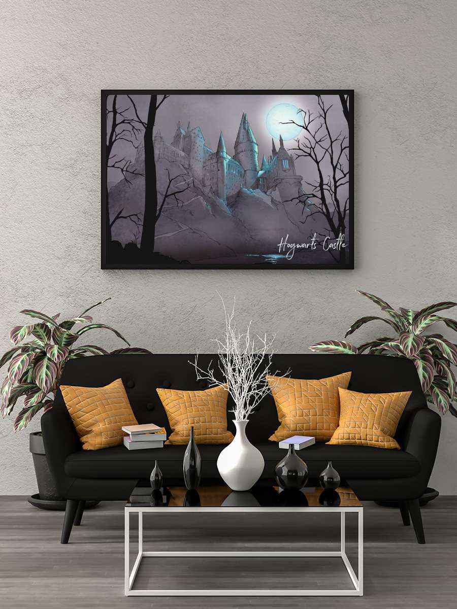 Harry Potter - Nocturnal… Nocturnal Hogwarts Castlle Film Poster Tablo Siyah Çerçeveli Yüksek Kalite Film Duvar Tablo