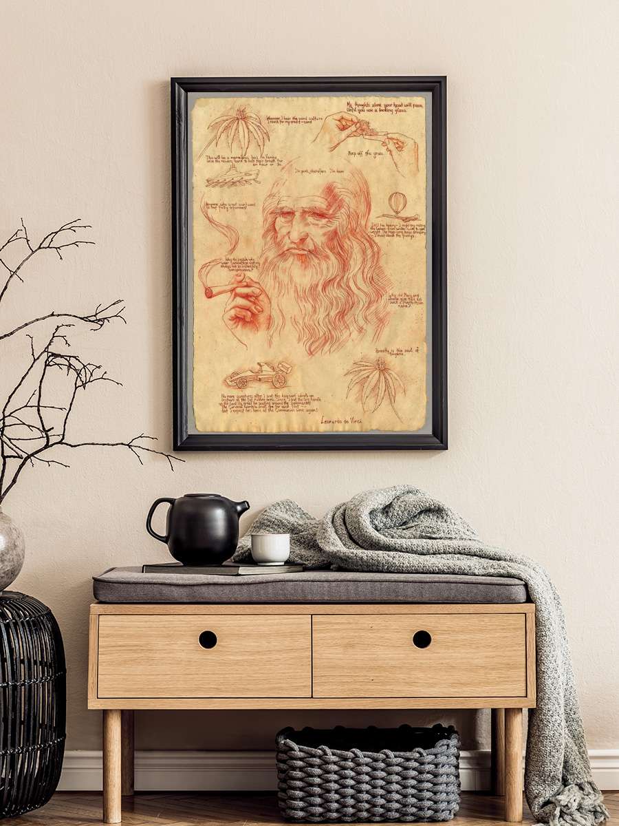 Leonardo Smoking Pot Sanatsal Modern Tablo Siyah Çerçeveli Poster Modern Duvar Tablo