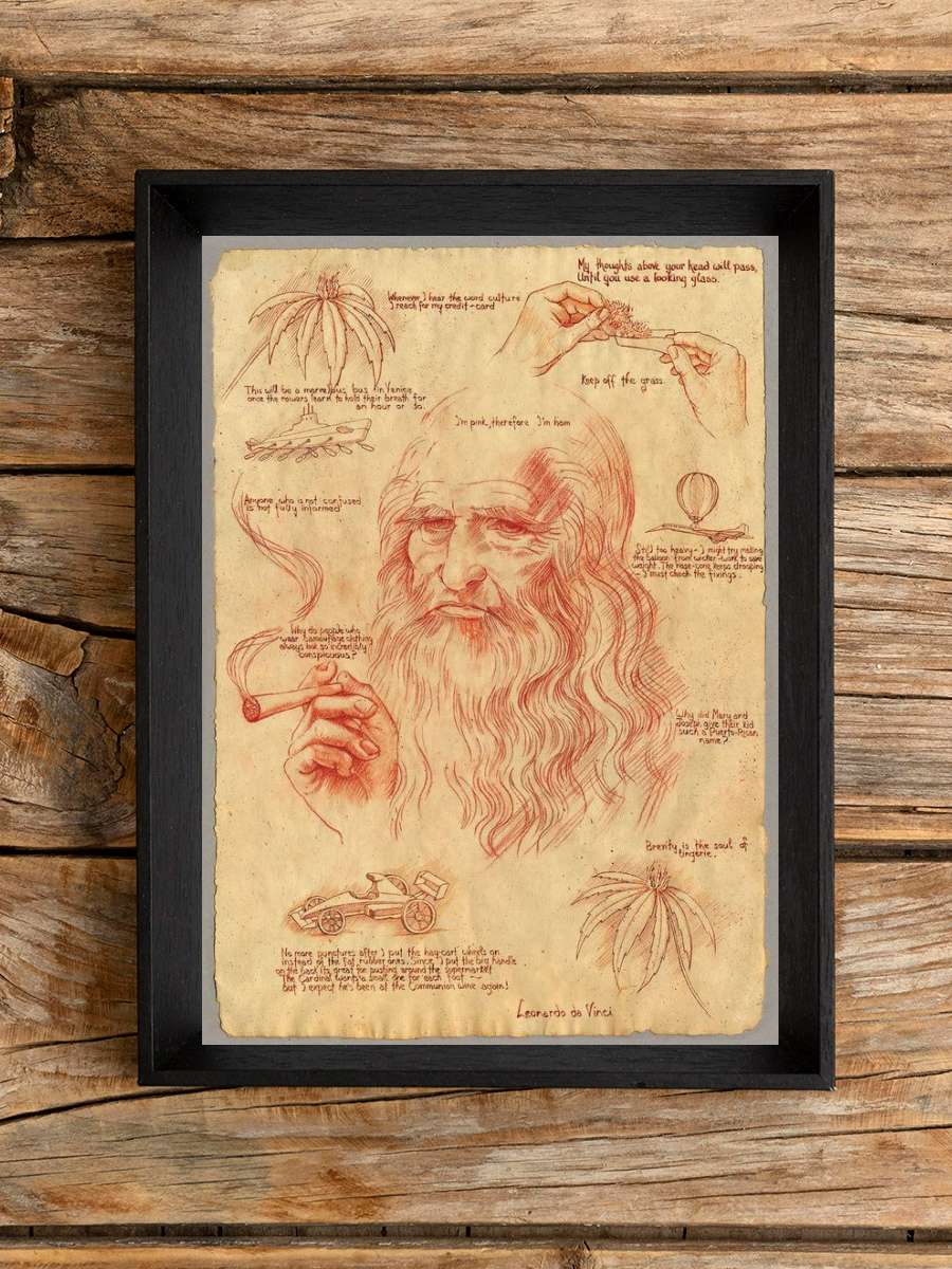 Leonardo Smoking Pot Sanatsal Modern Tablo Siyah Çerçeveli Poster Modern Duvar Tablo