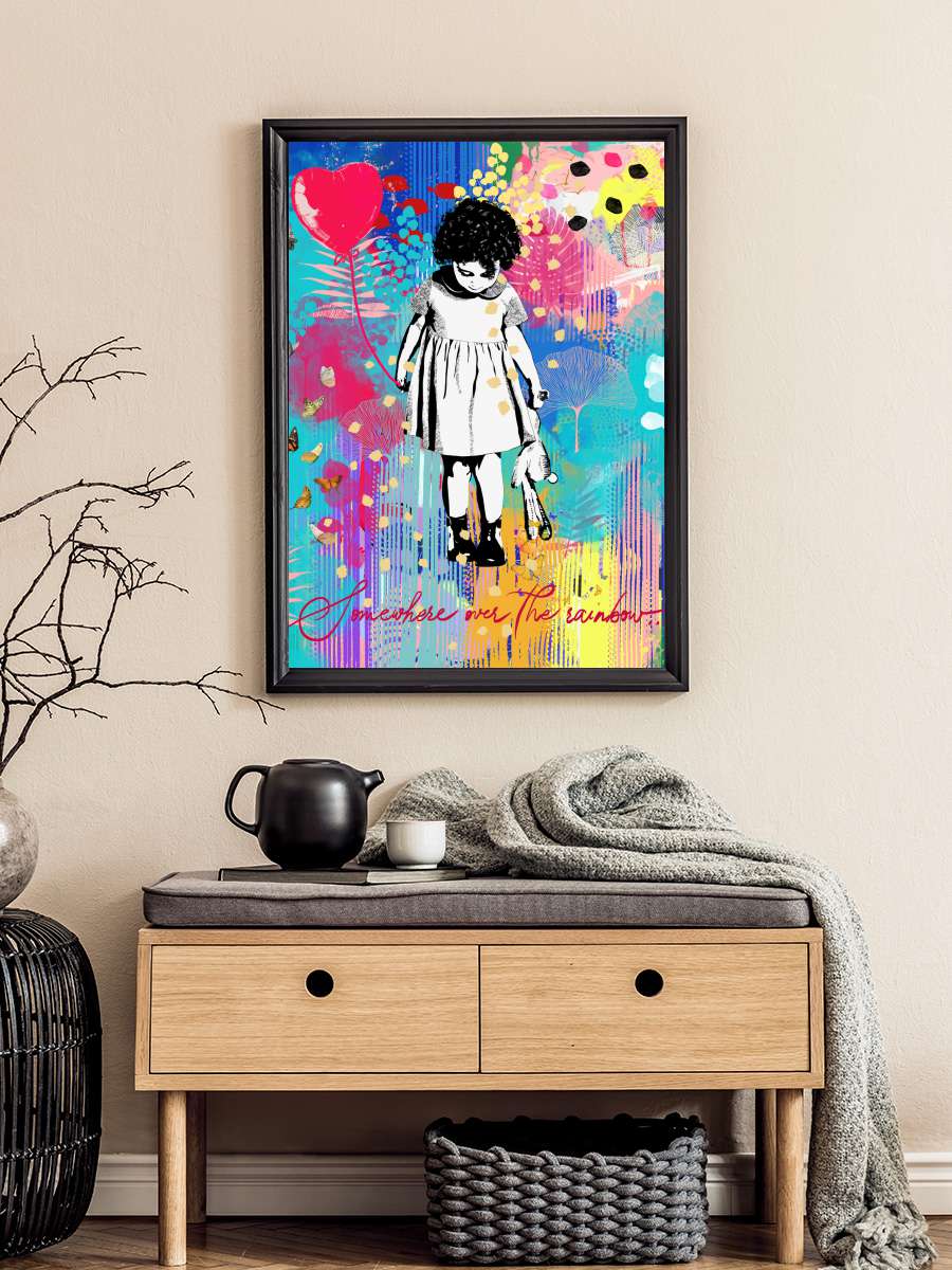 Somewhere over the rainbow Sanatsal Modern Tablo Siyah Çerçeveli Poster Modern Duvar Tablo