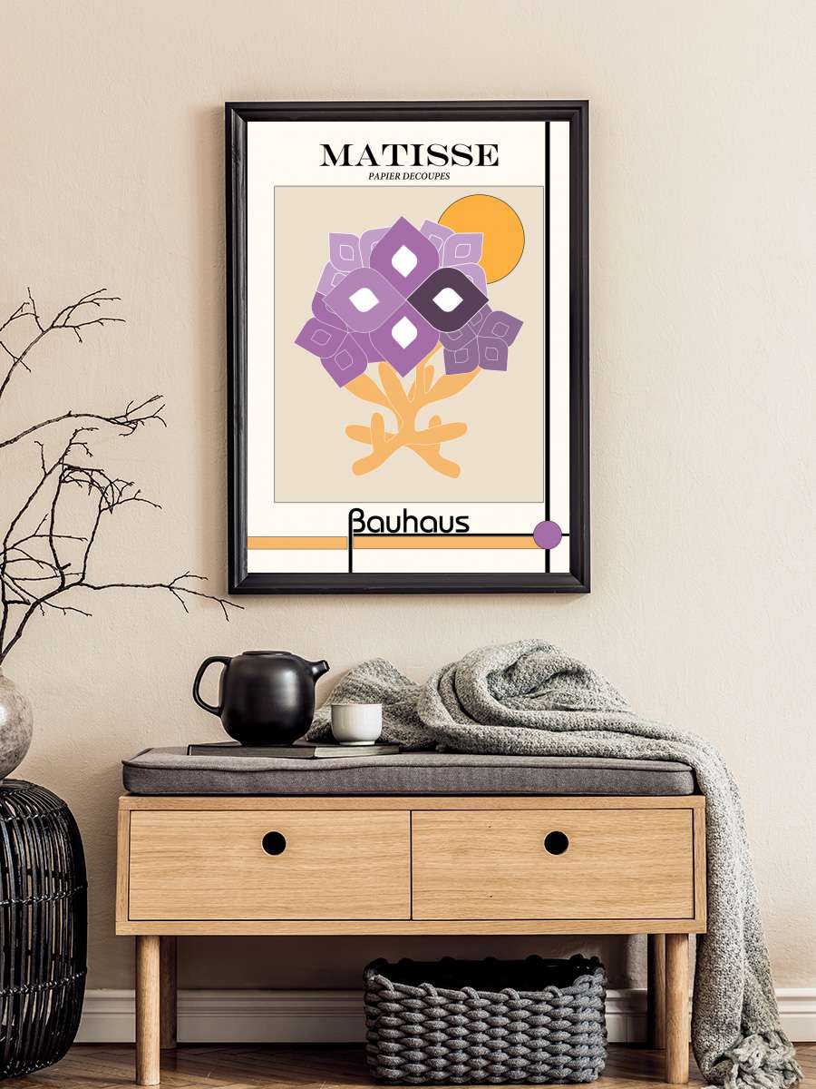 Matisse Flowers with Bauhaus… Bauhaus shapes Sanatsal Modern Tablo Siyah Çerçeveli Poster Modern Duvar Tablo