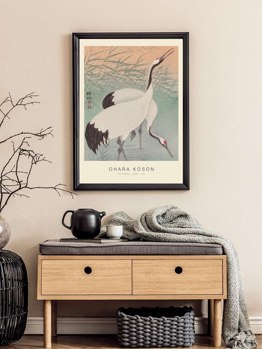 Two Cranes (Special Edition) -… - Ohara Koson Sanatsal Modern Tablo Siyah Çerçeveli Poster Modern Duvar Tablo