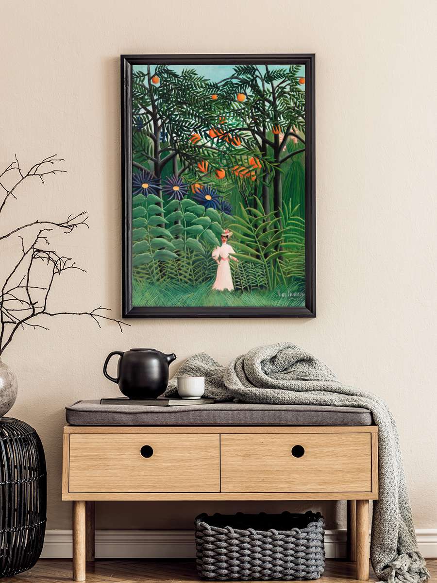 Walking in the Exotic Forest -… - Henri Rousseau Sanatsal Modern Tablo Siyah Çerçeveli Poster Modern Duvar Tablo