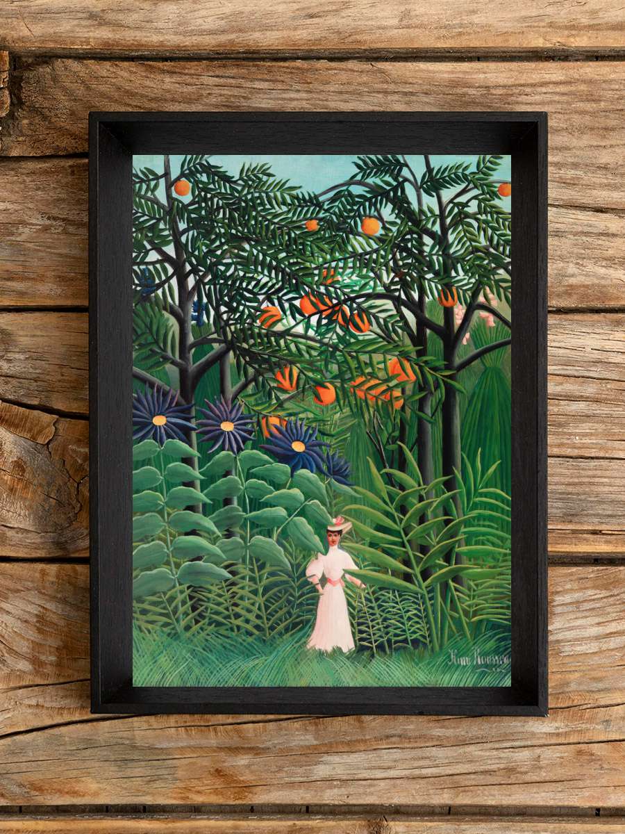 Walking in the Exotic Forest -… - Henri Rousseau Sanatsal Modern Tablo Siyah Çerçeveli Poster Modern Duvar Tablo