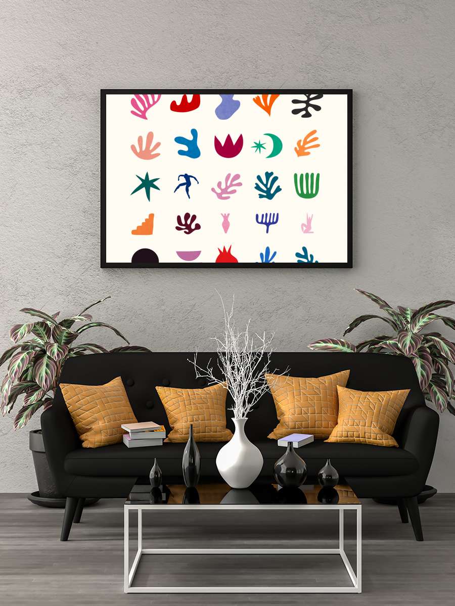 Matisse Elements Sanatsal Modern Tablo Siyah Çerçeveli Poster Modern Duvar Tablo