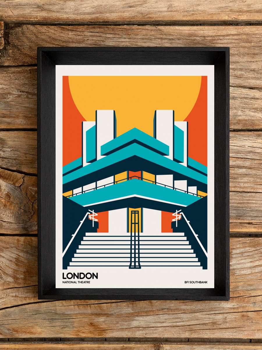 London BFI Southbank Brutalist… Brutalist Architecture Sanatsal Modern Tablo Siyah Çerçeveli Poster Modern Duvar Tablo