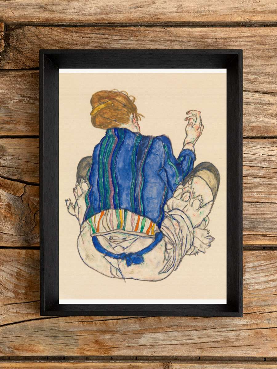 Seated Woman, Back View (Female… (Female Portrait) - Egon… Sanatsal Modern Tablo Siyah Çerçeveli Poster Modern Duvar Tablo