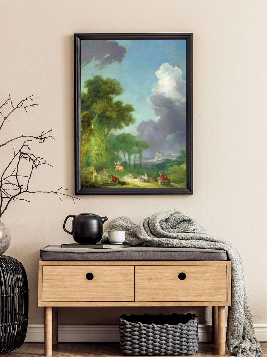 The Swing - Jean-Honoré… Jean-Honoré Fragonard Sanatsal Modern Tablo Siyah Çerçeveli Poster Modern Duvar Tablo