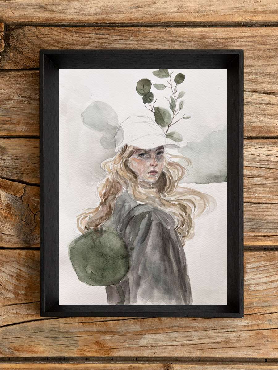 girl in the mountains Sanatsal Modern Tablo Siyah Çerçeveli Poster Modern Duvar Tablo