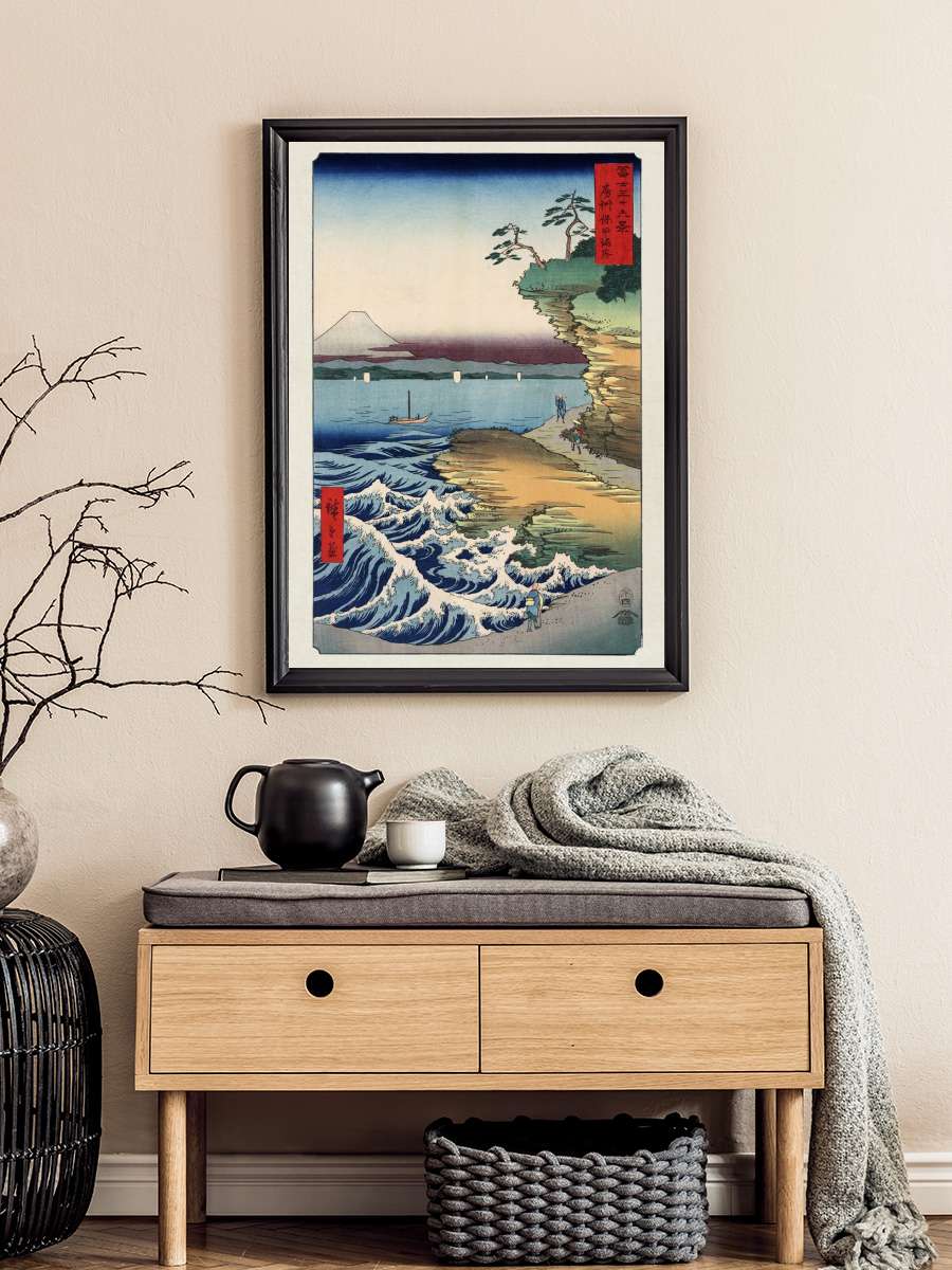 Hokusai - The Coast At Hota In Awa Province Sanatsal Modern Tablo Siyah Çerçeveli Poster Modern Duvar Tablo
