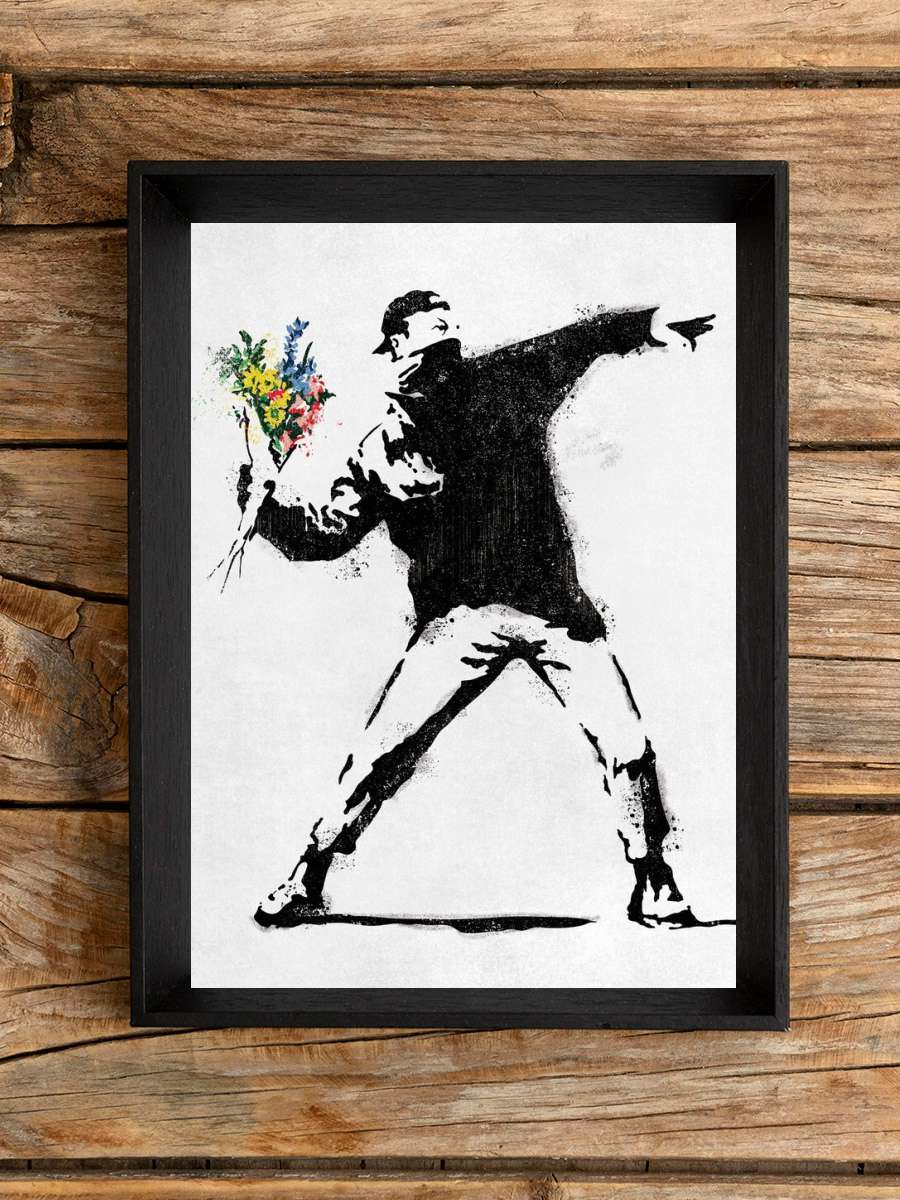 Flower Thrower Sanatsal Modern Tablo Siyah Çerçeveli Poster Modern Duvar Tablo