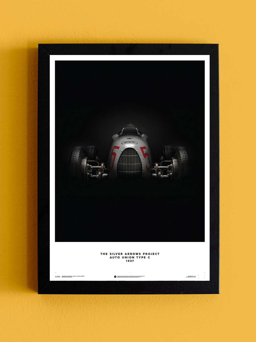 Auto Union Type C - Silver 1937 Araba Tablo Siyah Çerçeveli Araba Poster Duvar Tablo - En İyi Fiyatlarla
