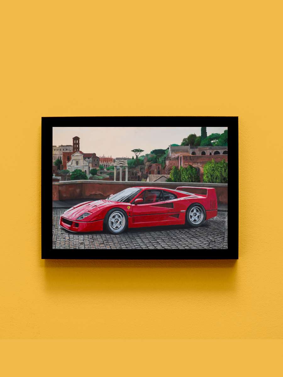 Ferrari F40 Araba Tablo Siyah Çerçeveli Araba Poster Duvar Tablo - En İyi Fiyatlarla