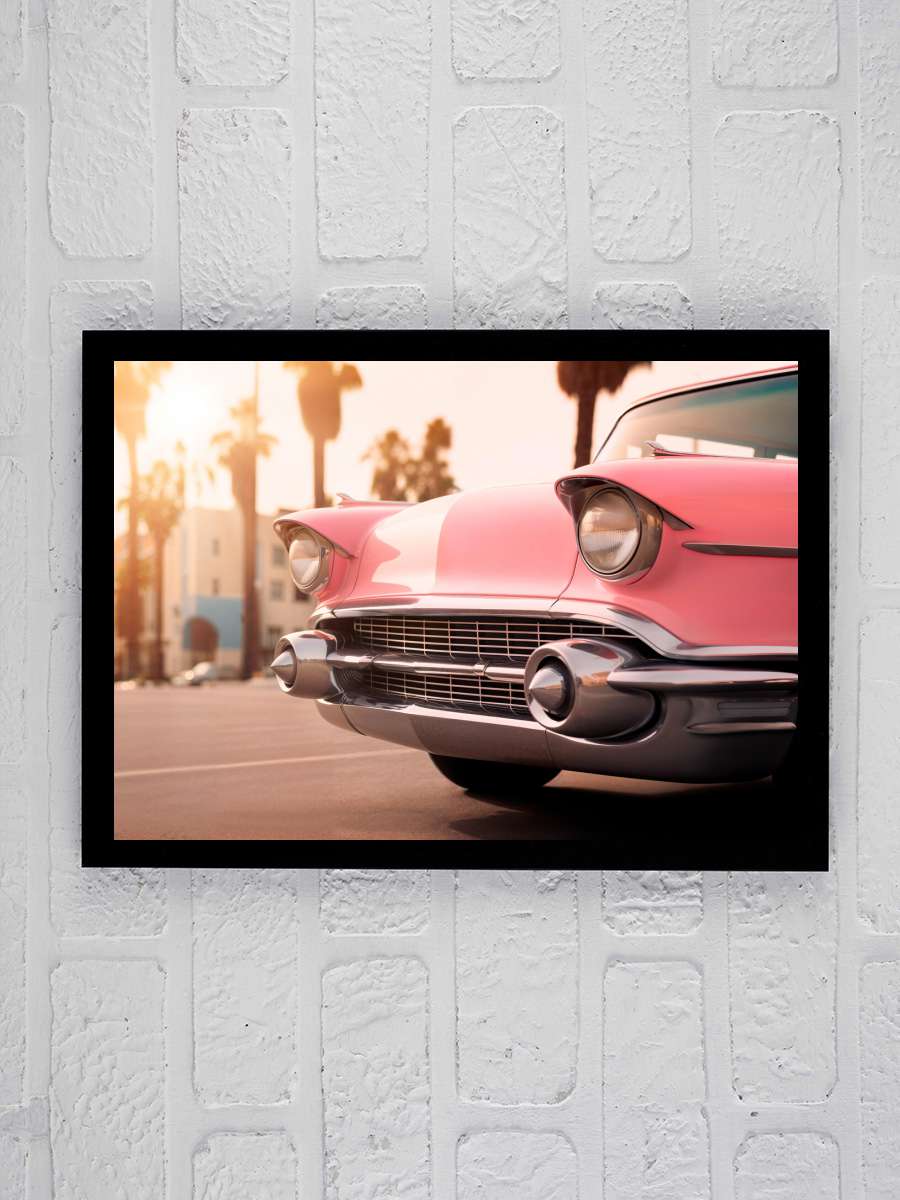 California Dreaming - Venice… Venice Pink Retro Car Araba Tablo Siyah Çerçeveli Araba Poster Duvar Tablo