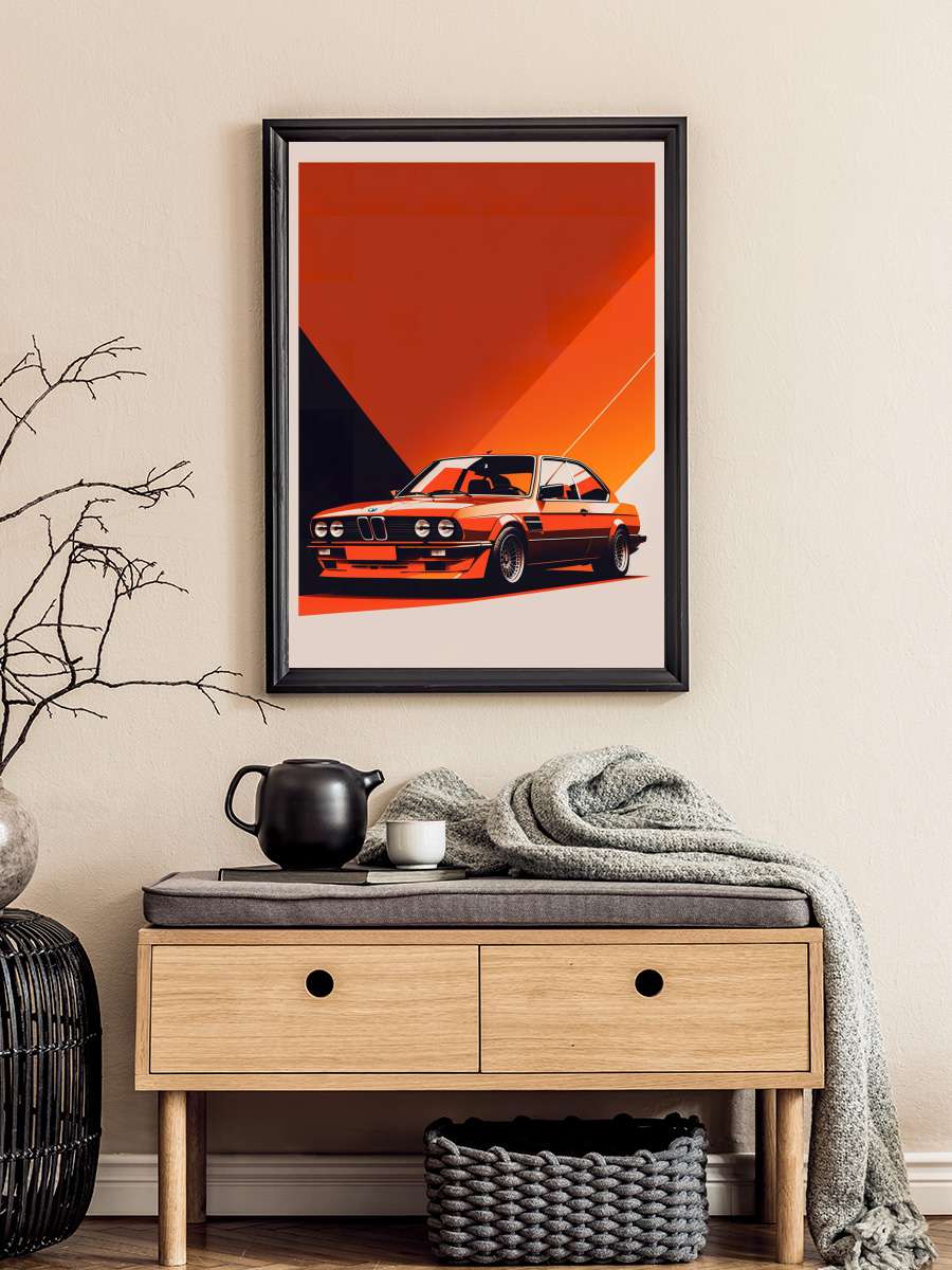 E36 Retro Car Vintage  Araba Tablo Siyah Çerçeveli Araba Poster Duvar Tablo