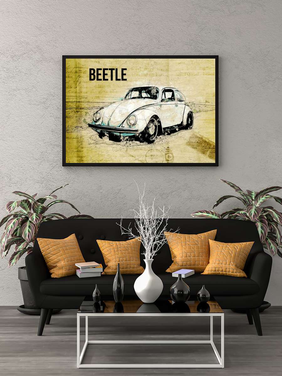 Volkswagen vw beetle Araba Tablo Siyah Çerçeveli Araba Poster Duvar Tablo