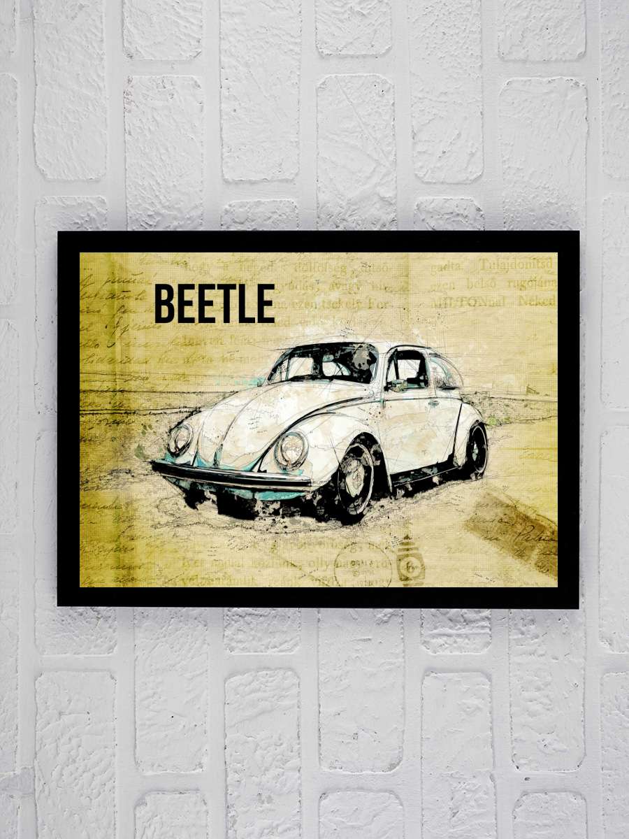 Volkswagen vw beetle Araba Tablo Siyah Çerçeveli Araba Poster Duvar Tablo