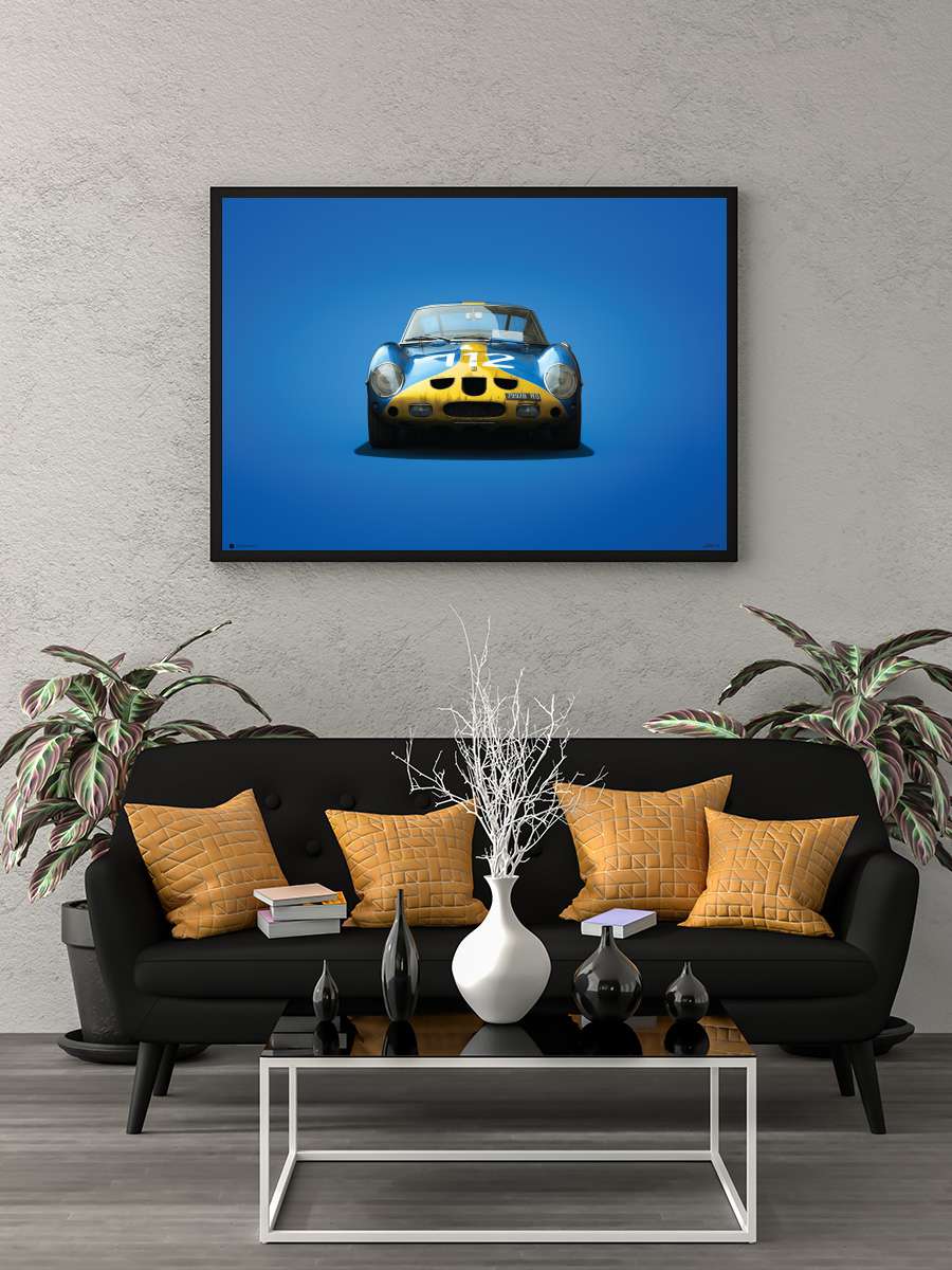Ferrari 250 GTO - Blue Targa Florio 1964 Araba Tablo Siyah Çerçeveli Araba Poster Duvar Tablo