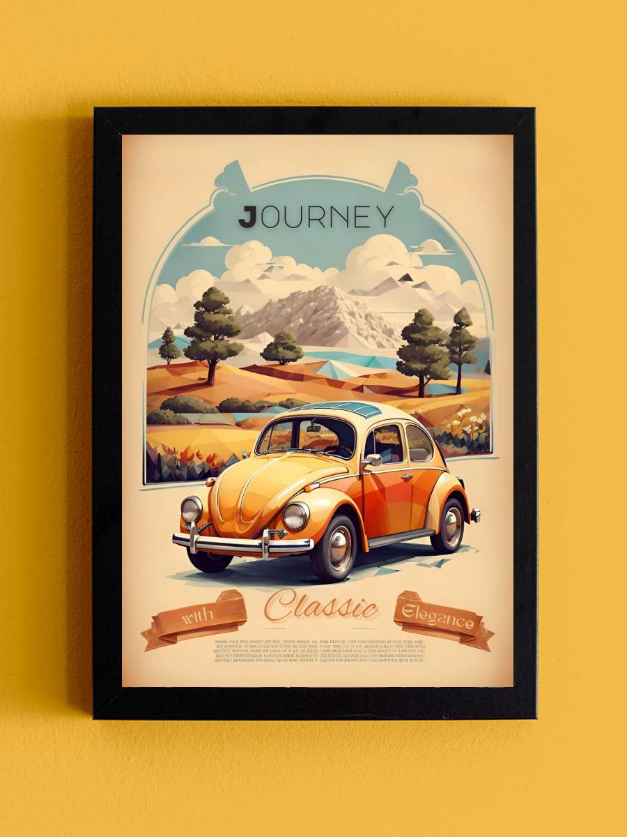 Beetle Vintage Poster: Journey… Journey with Classic Elegance Araba Tablo Siyah Çerçeveli Araba Poster Duvar Tablo - En İyi Fiyatlarla