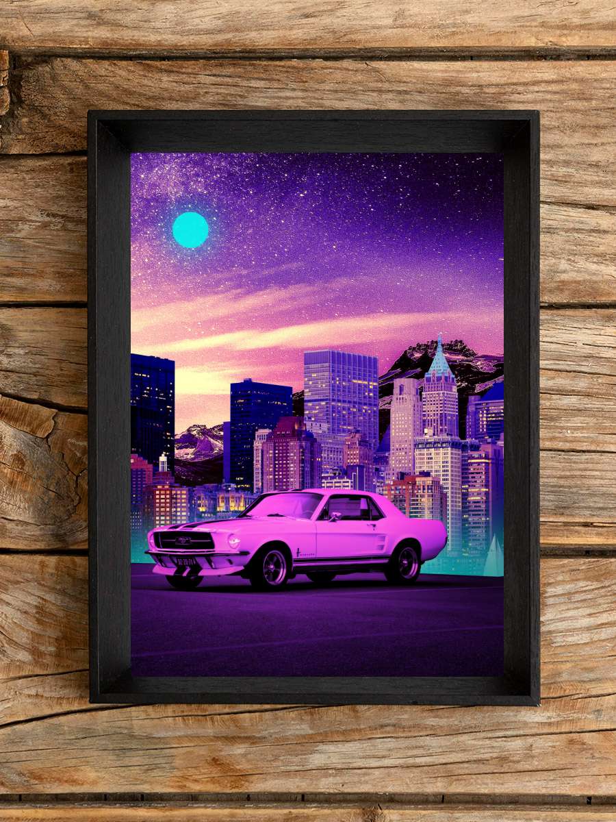 Ford Mustang Araba Tablo Siyah Çerçeveli Araba Poster Duvar Tablo