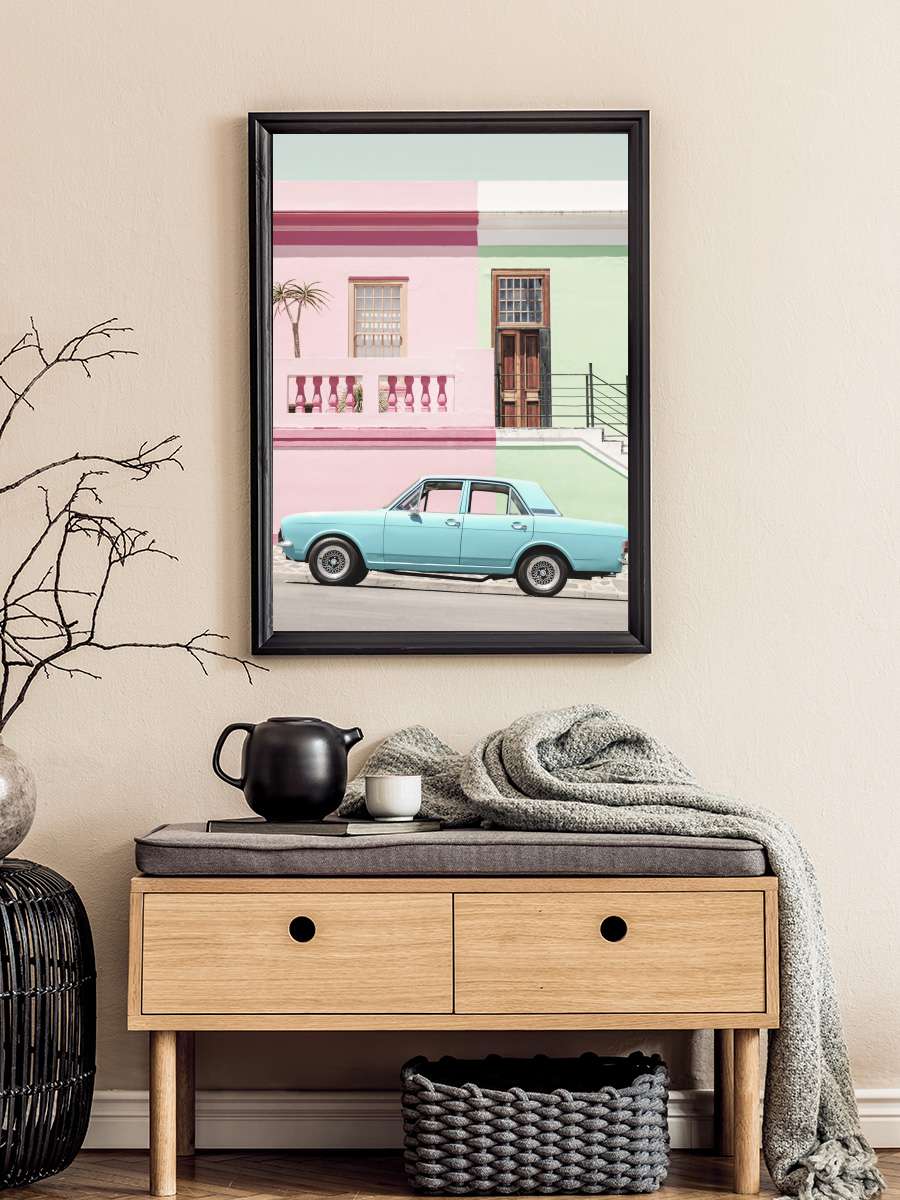 Pastel Vintage Car Araba Tablo Siyah Çerçeveli Araba Poster Duvar Tablo