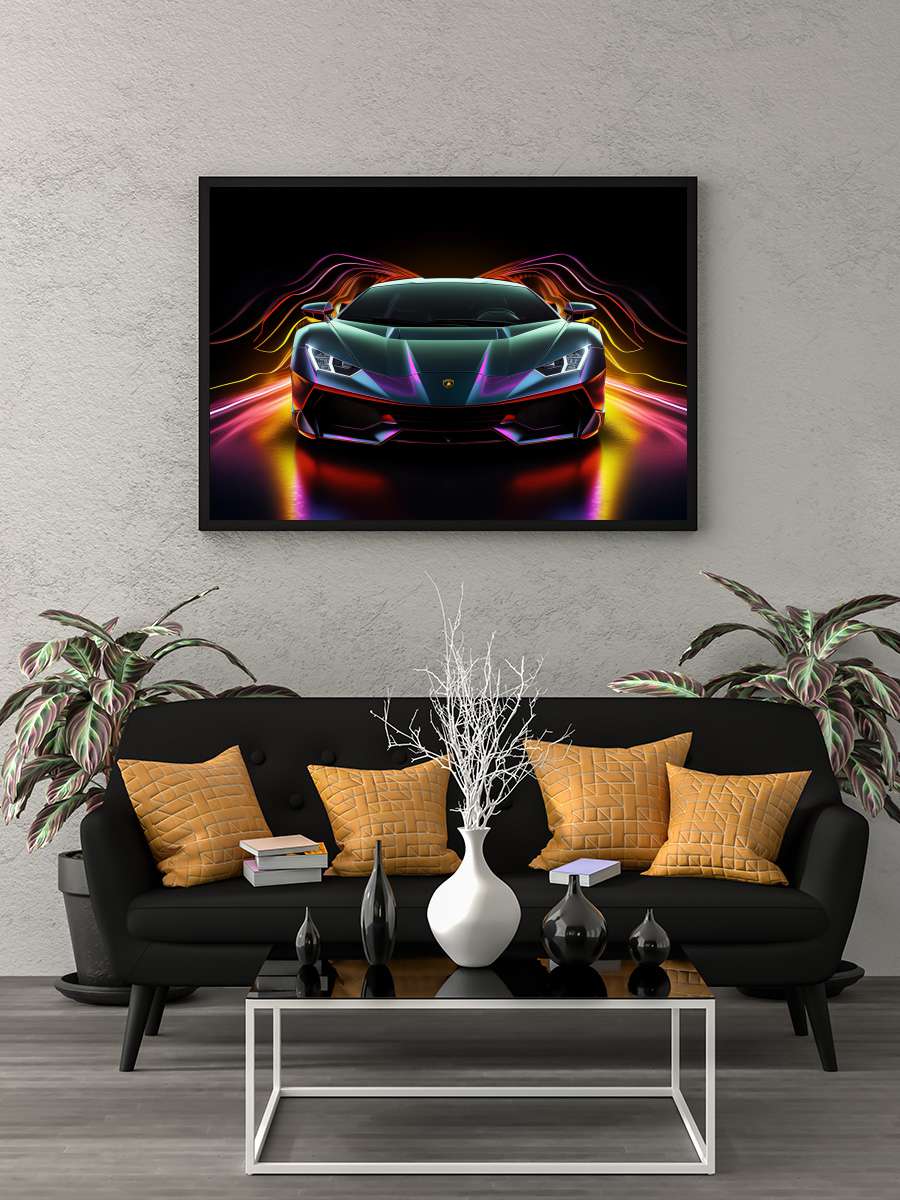 Car Front Araba Tablo Siyah Çerçeveli Araba Poster Duvar Tablo