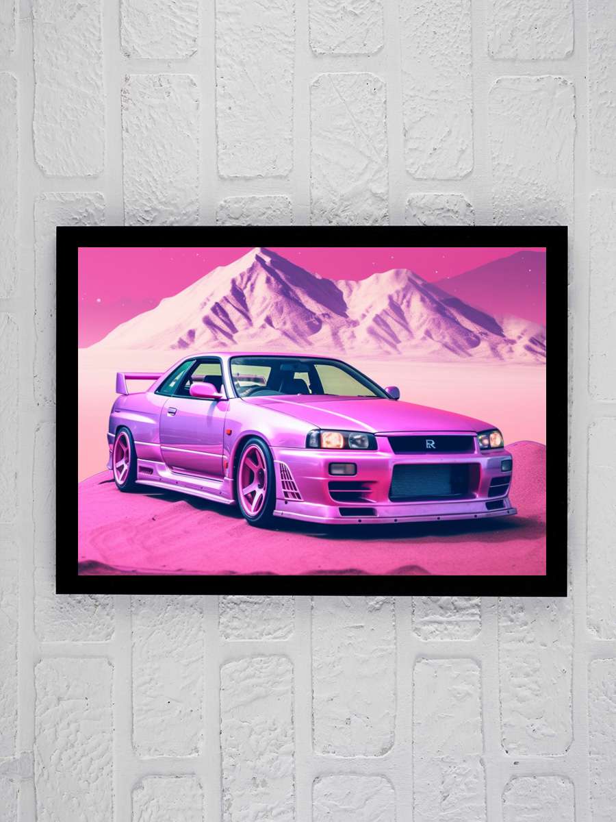 Cars Painting Mountain Araba Tablo Siyah Çerçeveli Araba Poster Duvar Tablo