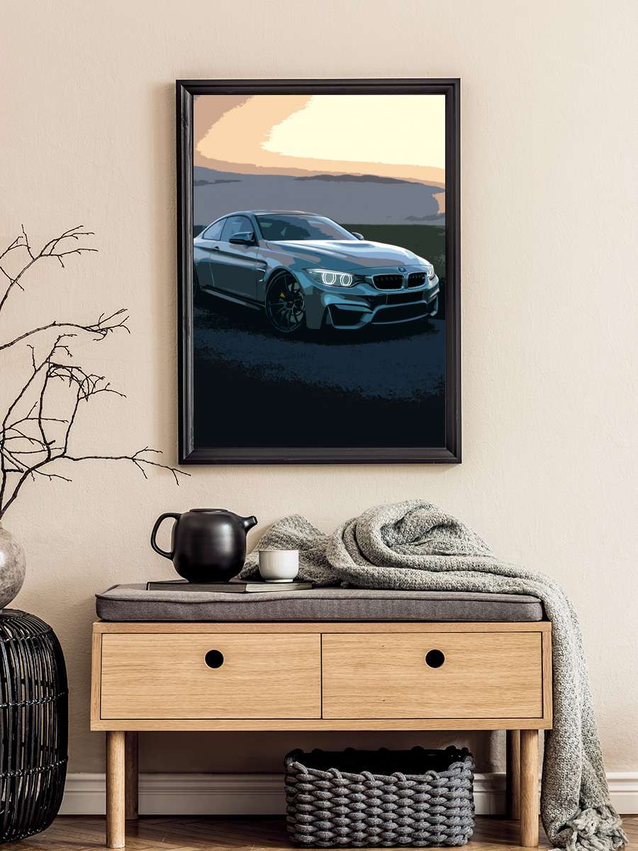 Metalic Car Auto Araba Tablo Siyah Çerçeveli Araba Poster Duvar Tablo