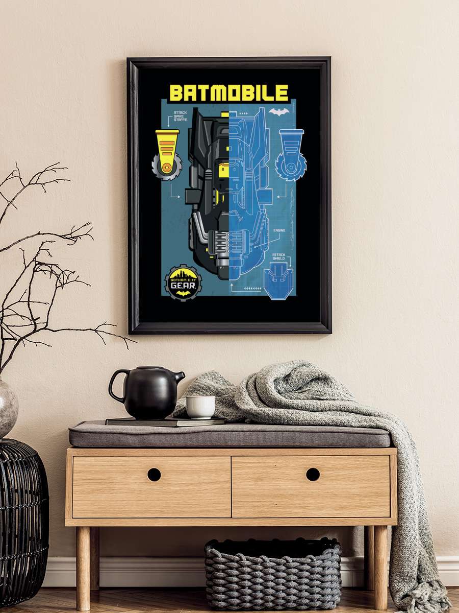 Batman - Batmobile blueprint Araba Tablo Siyah Çerçeveli Araba Poster Duvar Tablo