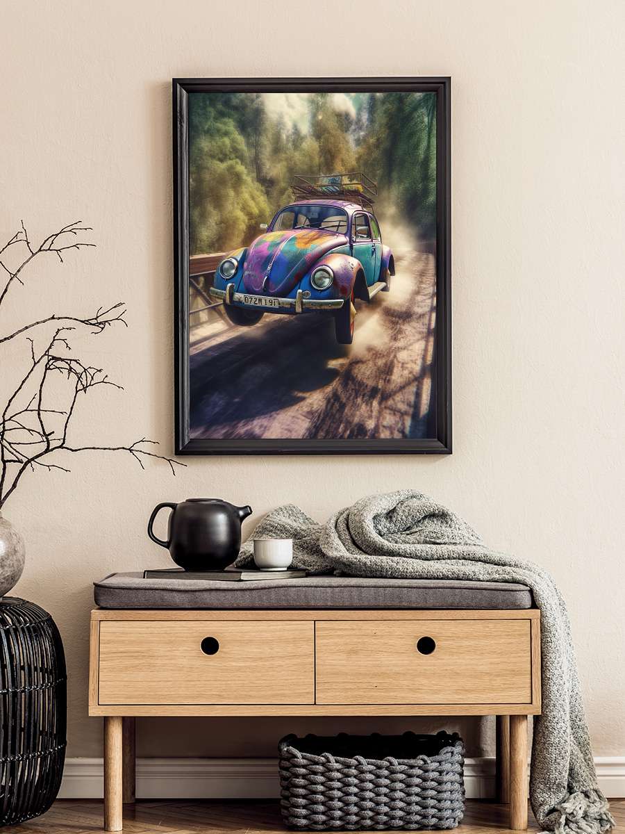 Fancy new beatle Araba Tablo Siyah Çerçeveli Araba Poster Duvar Tablo