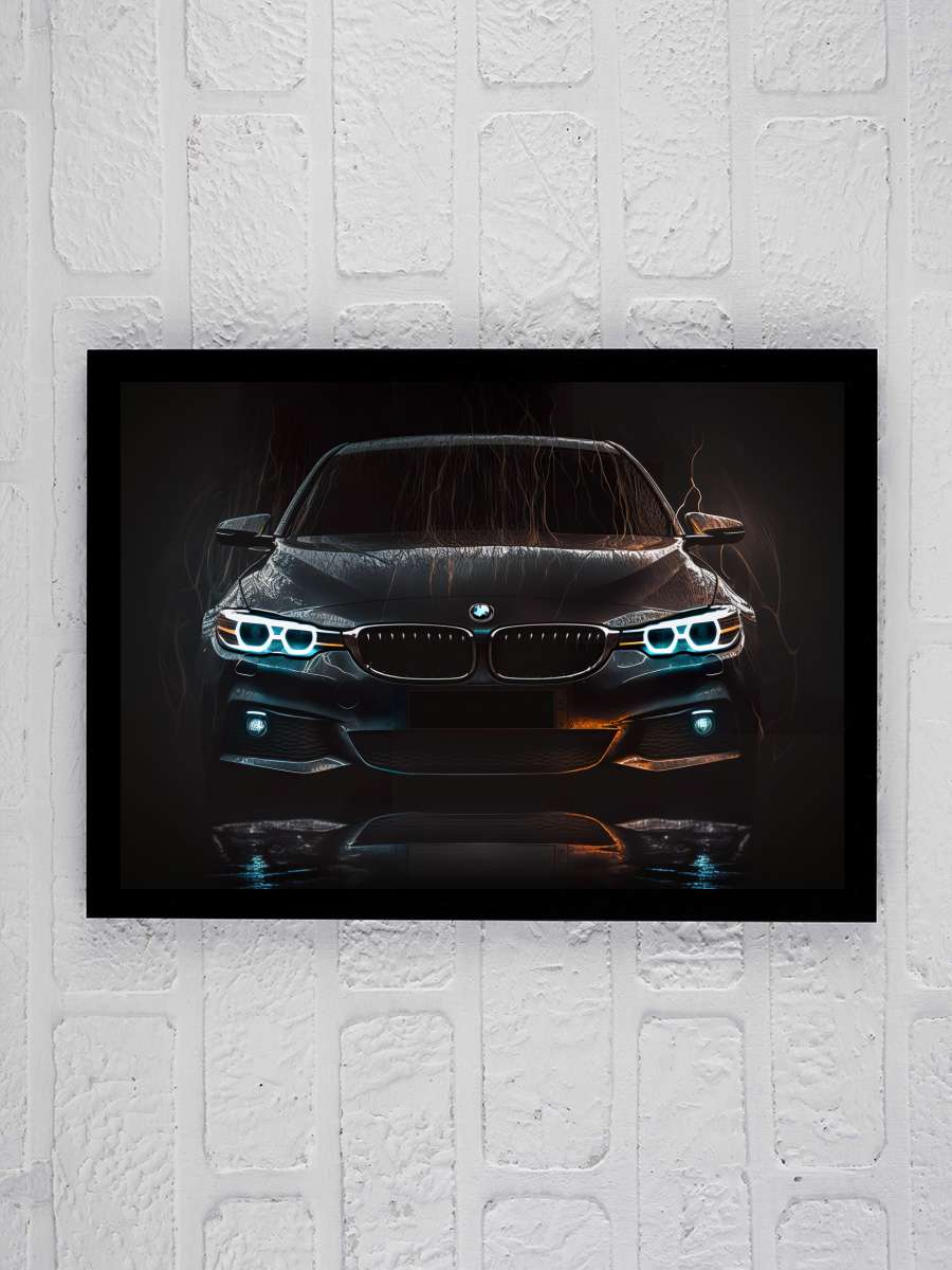 Car Front Lights Cars Auto Araba Tablo Siyah Çerçeveli Araba Poster Duvar Tablo