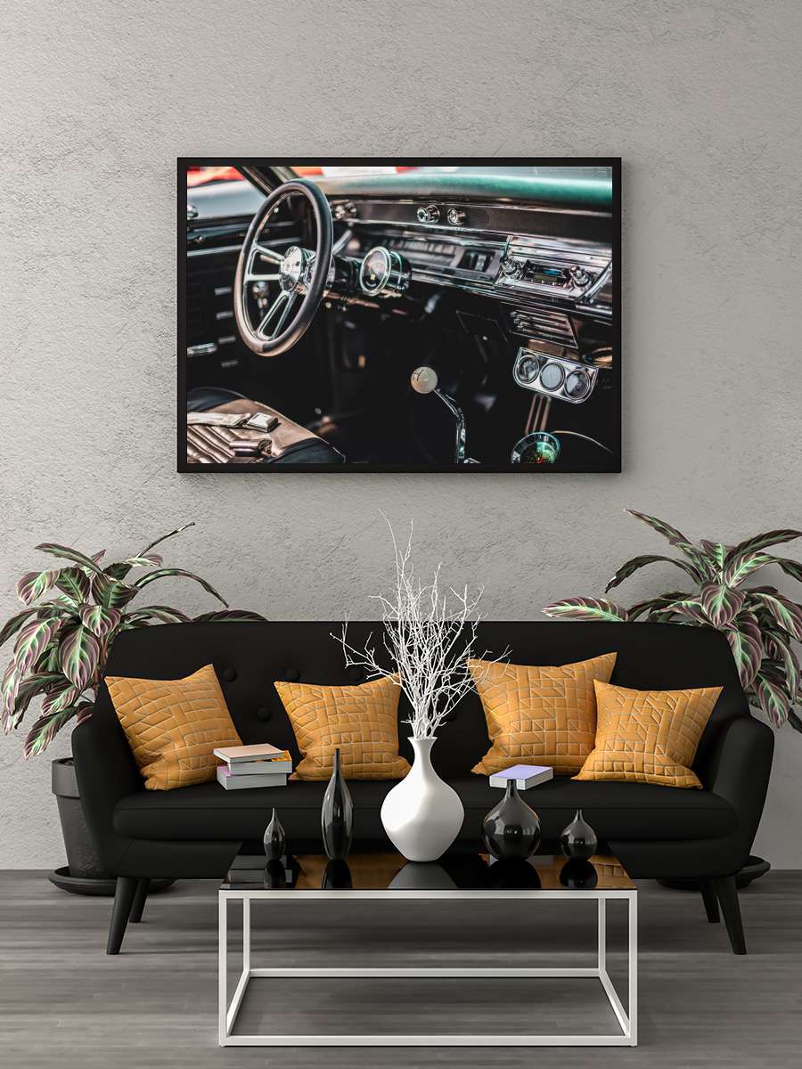 Car Interior Araba Tablo Siyah Çerçeveli Araba Poster Duvar Tablo