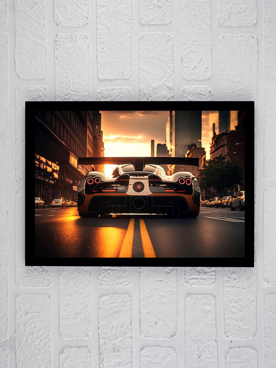 Sportcar in the city Araba Tablo Siyah Çerçeveli Araba Poster Duvar Tablo