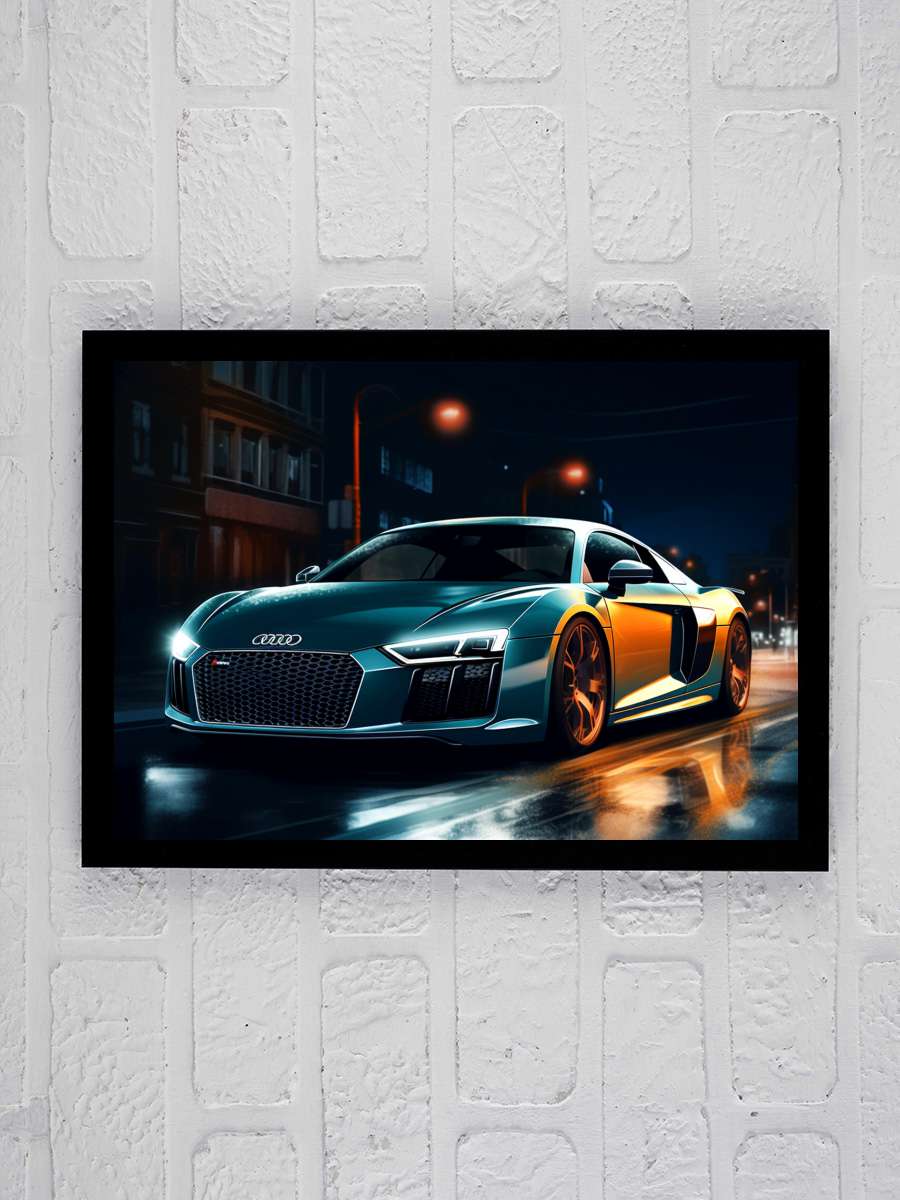 Sportcar at night Araba Tablo Siyah Çerçeveli Araba Poster Duvar Tablo