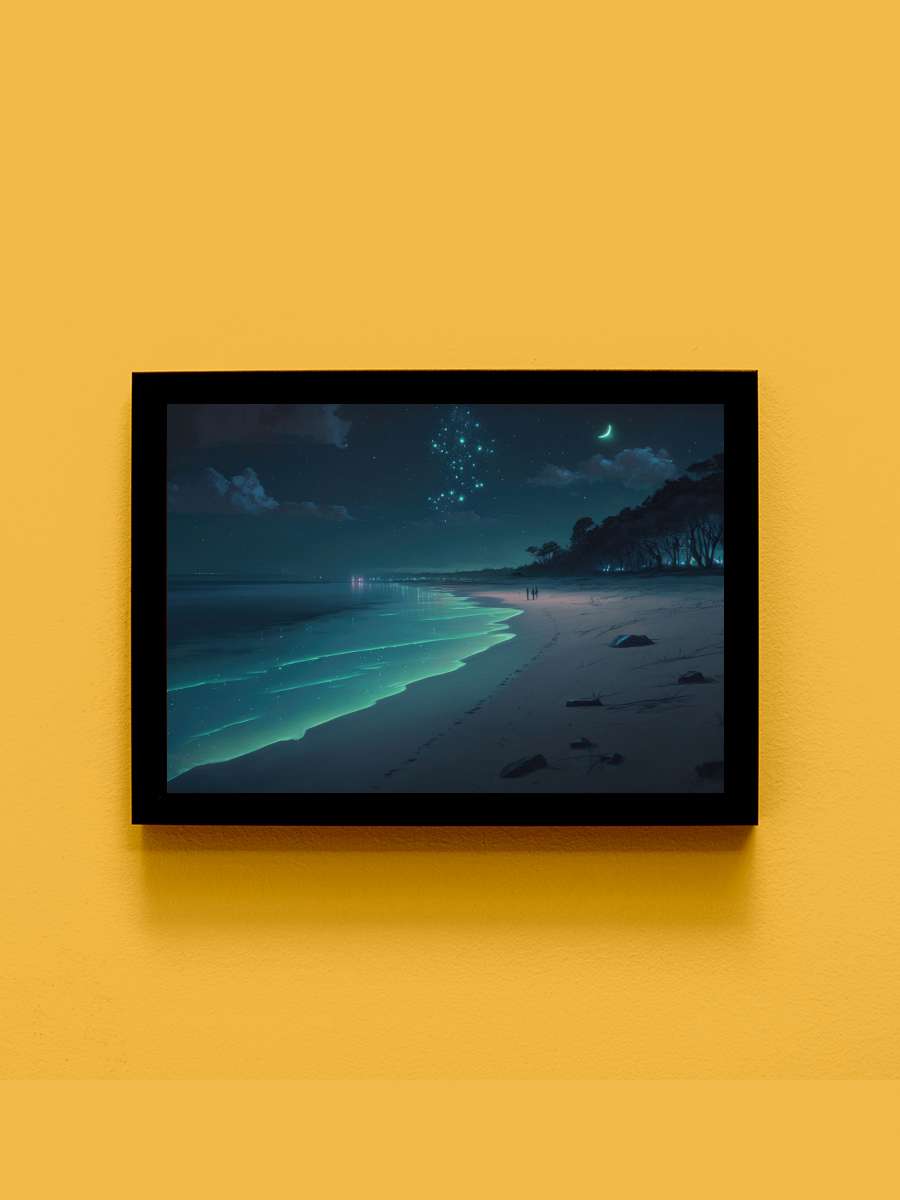 A night at the beach Anime Tablo Siyah Çerçeveli Yüksek Kalite Anime Duvar Poster Tablo - En İyi Fiyatlarla