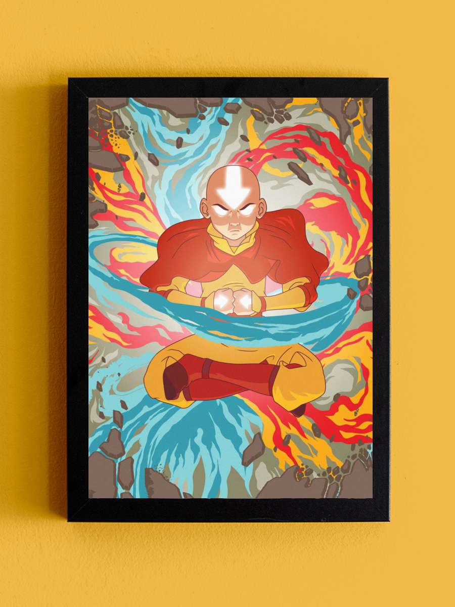 Aang All Four Elements Anime Tablo Siyah Çerçeveli Yüksek Kalite Anime Duvar Poster Tablo - En İyi Fiyatlarla