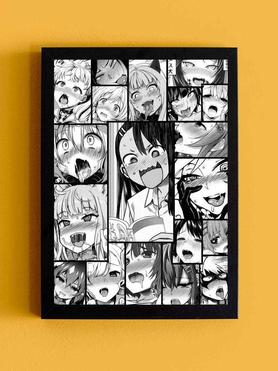 Ahegao poster 2 Anime Tablo Siyah Çerçeveli Yüksek Kalite Anime Duvar Poster Tablo - En İyi Fiyatlarla