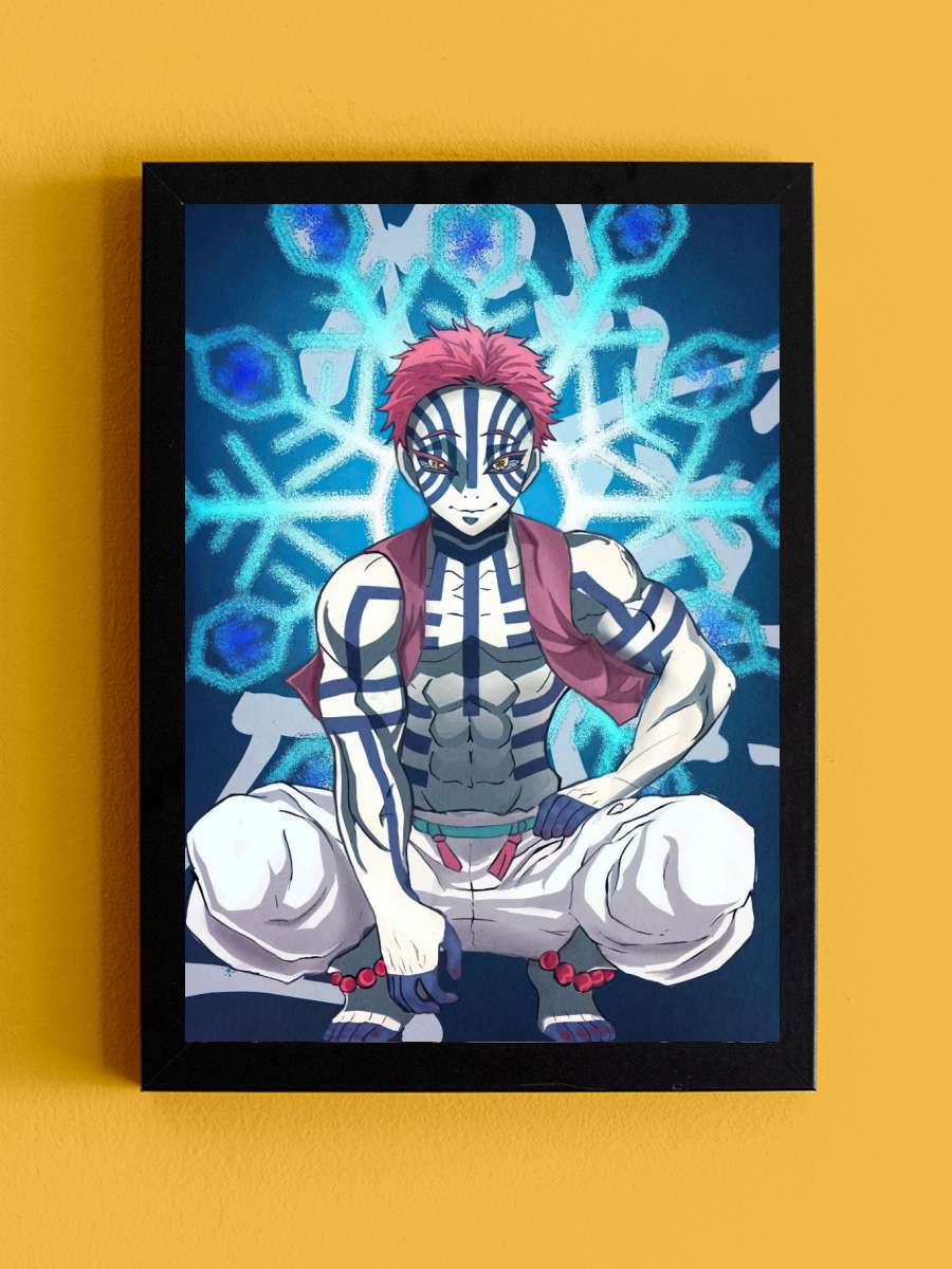 Akaza Demon Slayer  Anime Tablo Siyah Çerçeveli Yüksek Kalite Anime Duvar Poster Tablo - En İyi Fiyatlarla