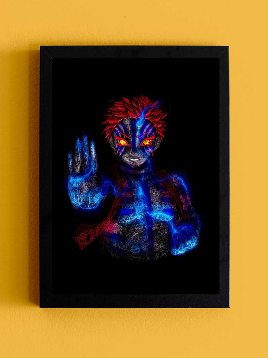 Akaza Demon Slayer Anime Tablo Siyah Çerçeveli Yüksek Kalite Anime Duvar Poster Tablo - En İyi Fiyatlarla