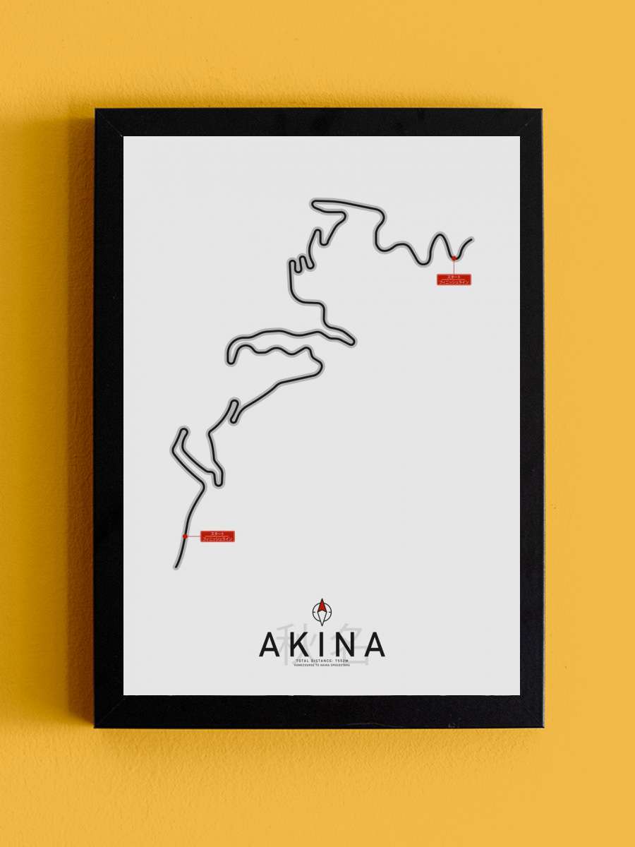 Akina Touge Pass Route Anime Tablo Siyah Çerçeveli Yüksek Kalite Anime Duvar Poster Tablo - En İyi Fiyatlarla