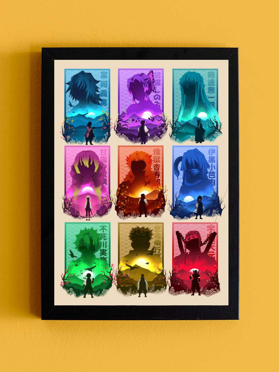 All Hashira Demon Slayer Anime Tablo Siyah Çerçeveli Yüksek Kalite Anime Duvar Poster Tablo - En İyi Fiyatlarla