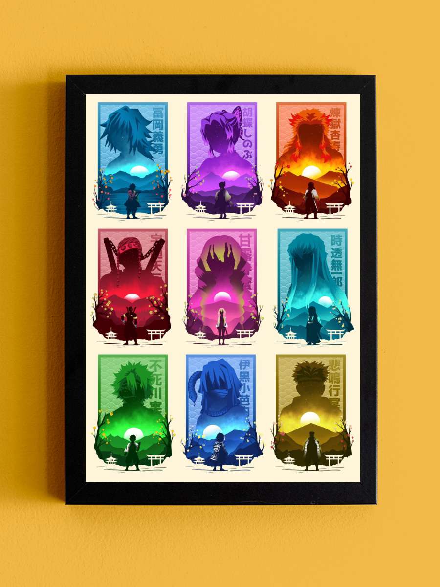 All Hashira Anime Tablo Siyah Çerçeveli Yüksek Kalite Anime Duvar Poster Tablo - En İyi Fiyatlarla