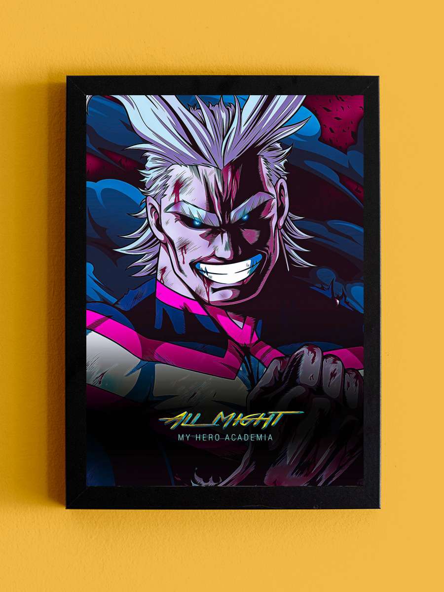 All Might Cyberpunk Art St Anime Tablo Siyah Çerçeveli Yüksek Kalite Anime Duvar Poster Tablo - En İyi Fiyatlarla