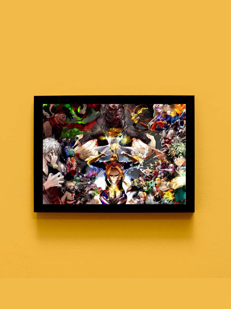 All Might My Hero Academia Anime Tablo Siyah Çerçeveli Yüksek Kalite Anime Duvar Poster Tablo - En İyi Fiyatlarla