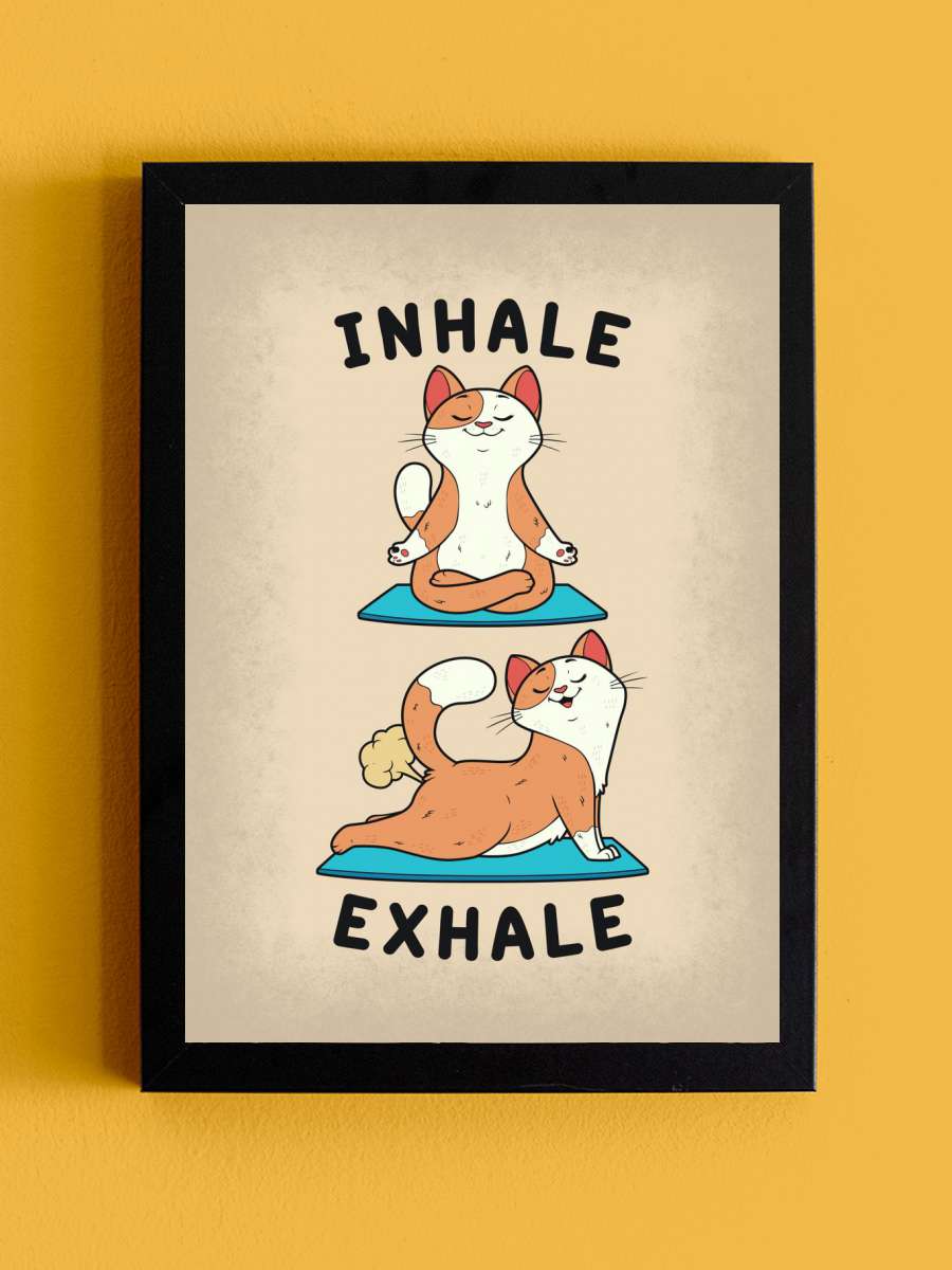 Anime Cat Yoga Exhale Anime Tablo Siyah Çerçeveli Yüksek Kalite Anime Duvar Poster Tablo - En İyi Fiyatlarla